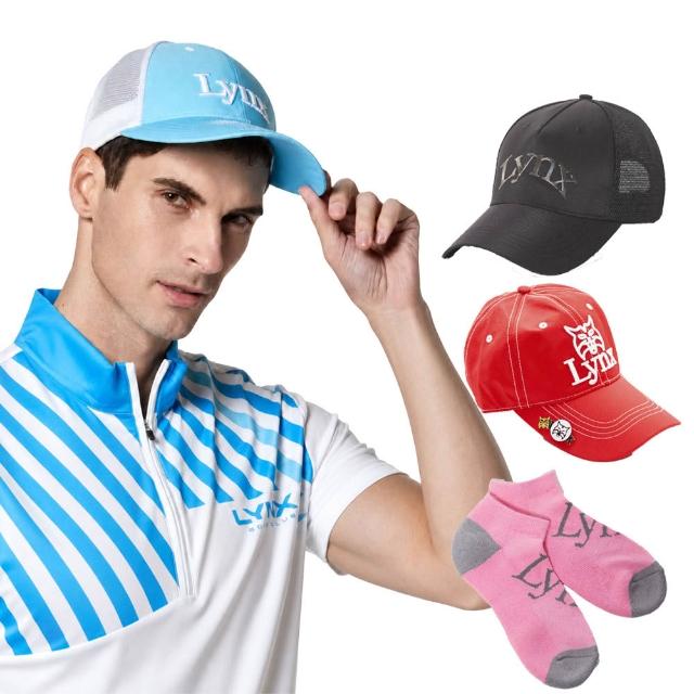 【Lynx Golf】爸氣十足！防潑水透氣.磁鐵Ball mark運動球帽/短.中筒襪(山貓中性多款任選)
