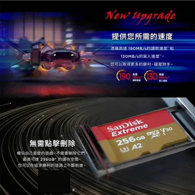 【SanDisk 晟碟】[極速升級 全新版] 128GB Extreme microSDXC V30 A2 記憶卡(讀取190MB/s 原廠永久保固)