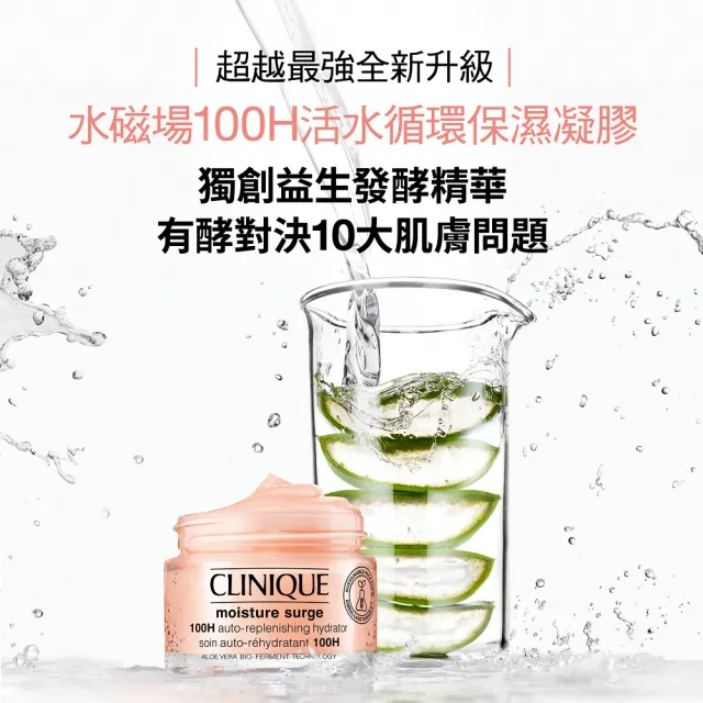 【CLINIQUE 倩碧】水磁場澎彈透亮爆水組(水磁場100H活水循環保濕凝膠75ml/保濕就是水磁場)