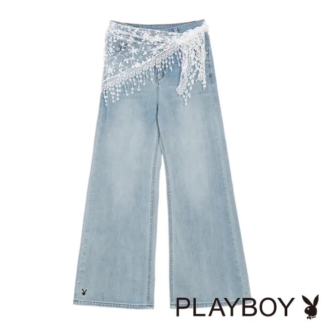 【PLAYBOY】春夏牛仔修身喇叭褲 - 淺藍色