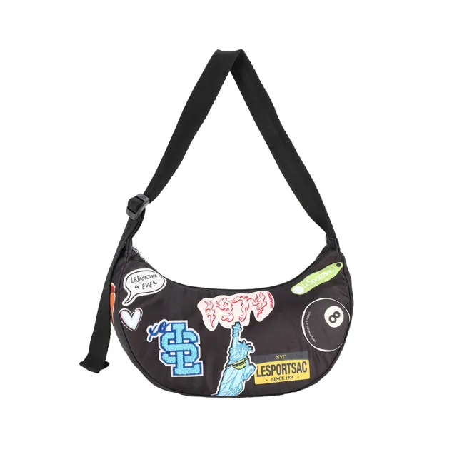 【Lesportsac】Patch Small Adjustable Hobo 小型肩背包 月亮包 手提包 送禮 禮物 推薦(美式拼貼風)