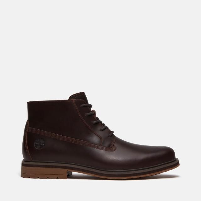 【Timberland】男款深棕色皮革中筒靴(A5NTSW01)