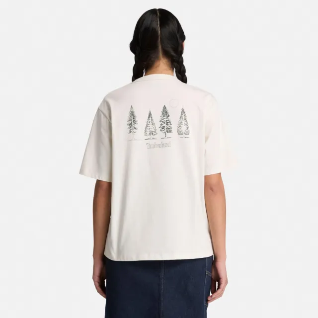 【Timberland】女款白色休閒短袖T恤(0YH5UCM9)