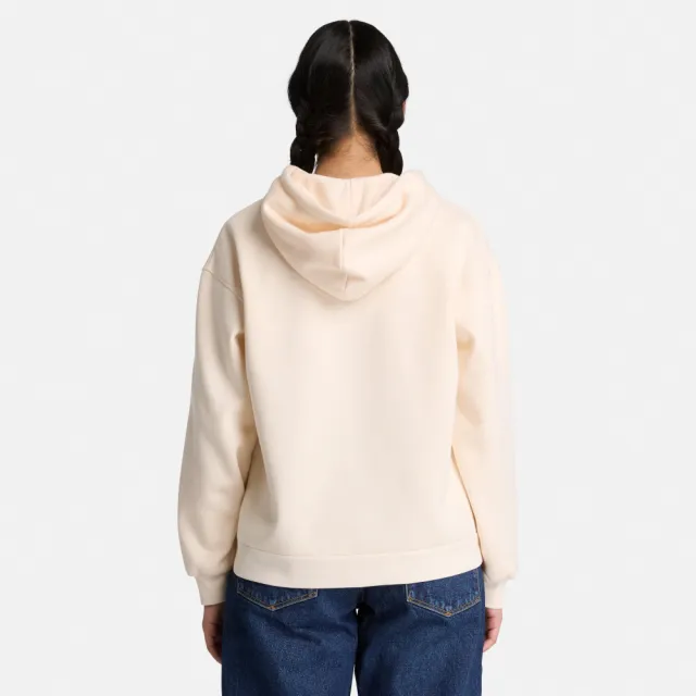 【Timberland】女款白煙色寬版LOGO連帽上衣(0YHCBV04)