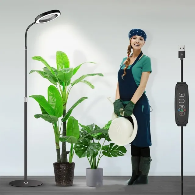 【映星照明】6寸天使環伸縮落地植物燈補光燈 室內全光譜多肉綠植補光燈 植物生長補光燈（紅藍黃白光84珠）