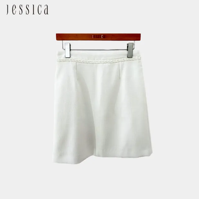 【JESSICA】百搭簡約編織素色斜紋短裙243101