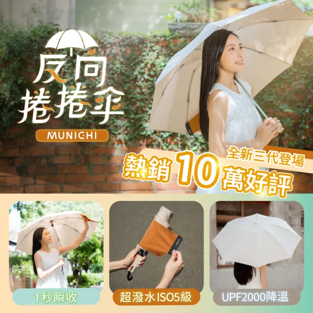 【MUNICHI 沐尼黑】反向捲捲傘/摺疊傘/摺疊傘/輕量傘/陽傘/晴雨兩用傘/梅雨/防潑水 MR.CITYRAIN