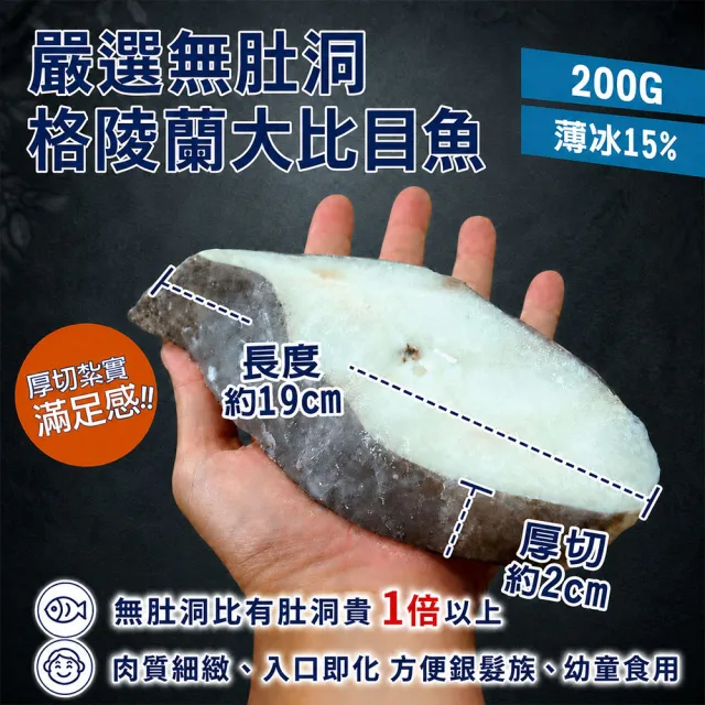 【優鮮配】扁鱈(大比目魚) 200g X12片組|無肚洞 /獨立包裝+薄冰鎖鮮