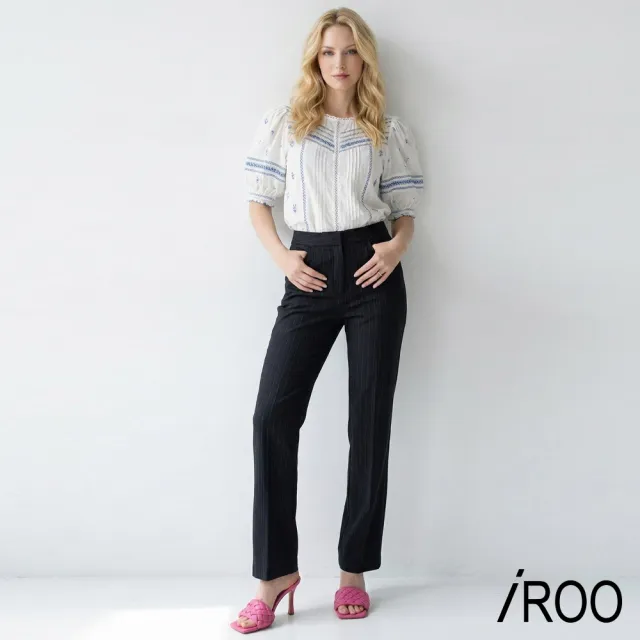 【iROO】羊毛直筒西裝褲