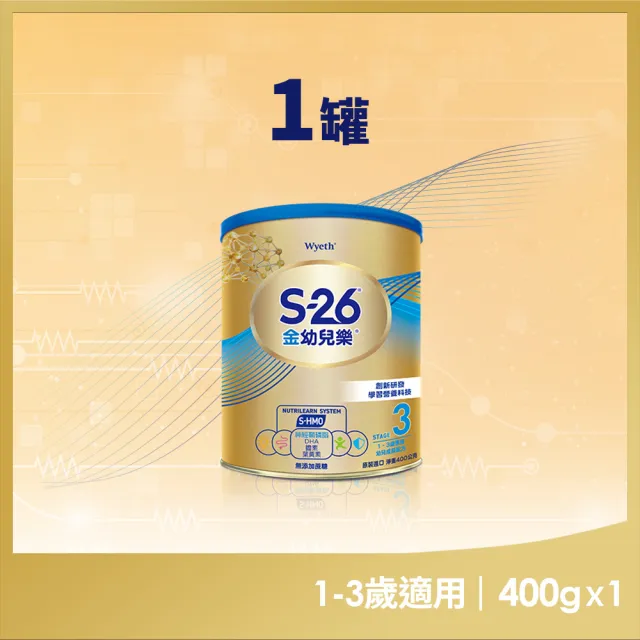 【惠氏 S-26】官方直營 金幼兒樂S-HMO配方1-3歲（400gx1罐）