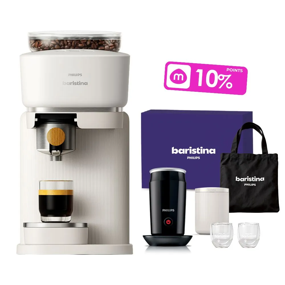 【Philips 飛利浦】Baristina 一滑即萃義式咖啡機+全自動冷熱奶泡機