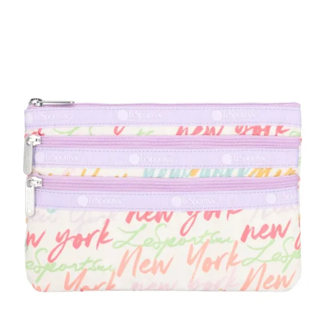 【Lesportsac】3-Zip Cosmetic 三層拉鍊化妝包 收納包 盥洗包 女包 男包(紐約塗鴉風)