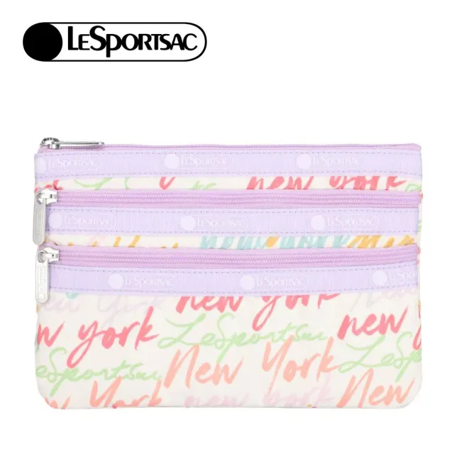 【Lesportsac】3-Zip Cosmetic 三層拉鍊化妝包 收納包 盥洗包 女包 男包(紐約塗鴉風)