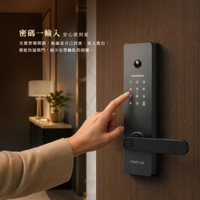 【chatlock】日本製頂級電子門鎖 H30貓眼螢幕握開式 - 經典黑