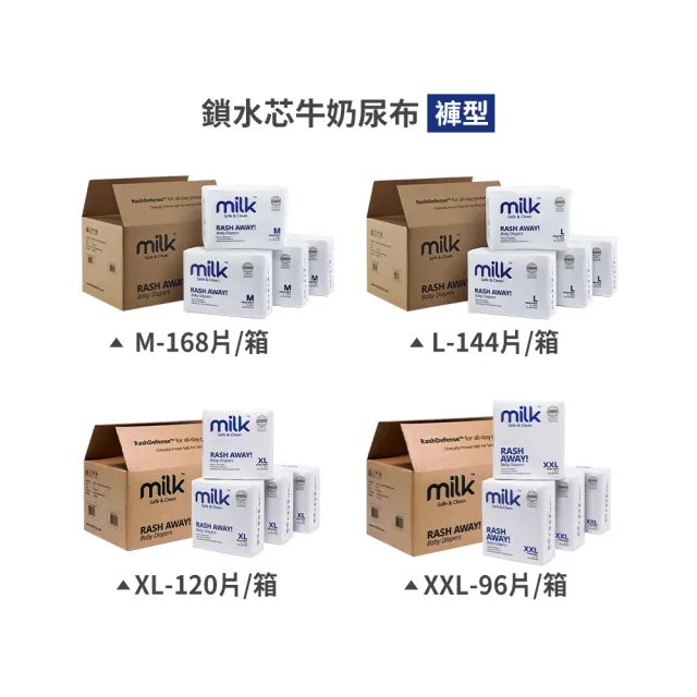 【milk】鎖水芯牛奶尿布 褲型 M-XXL-多款任選(箱購)