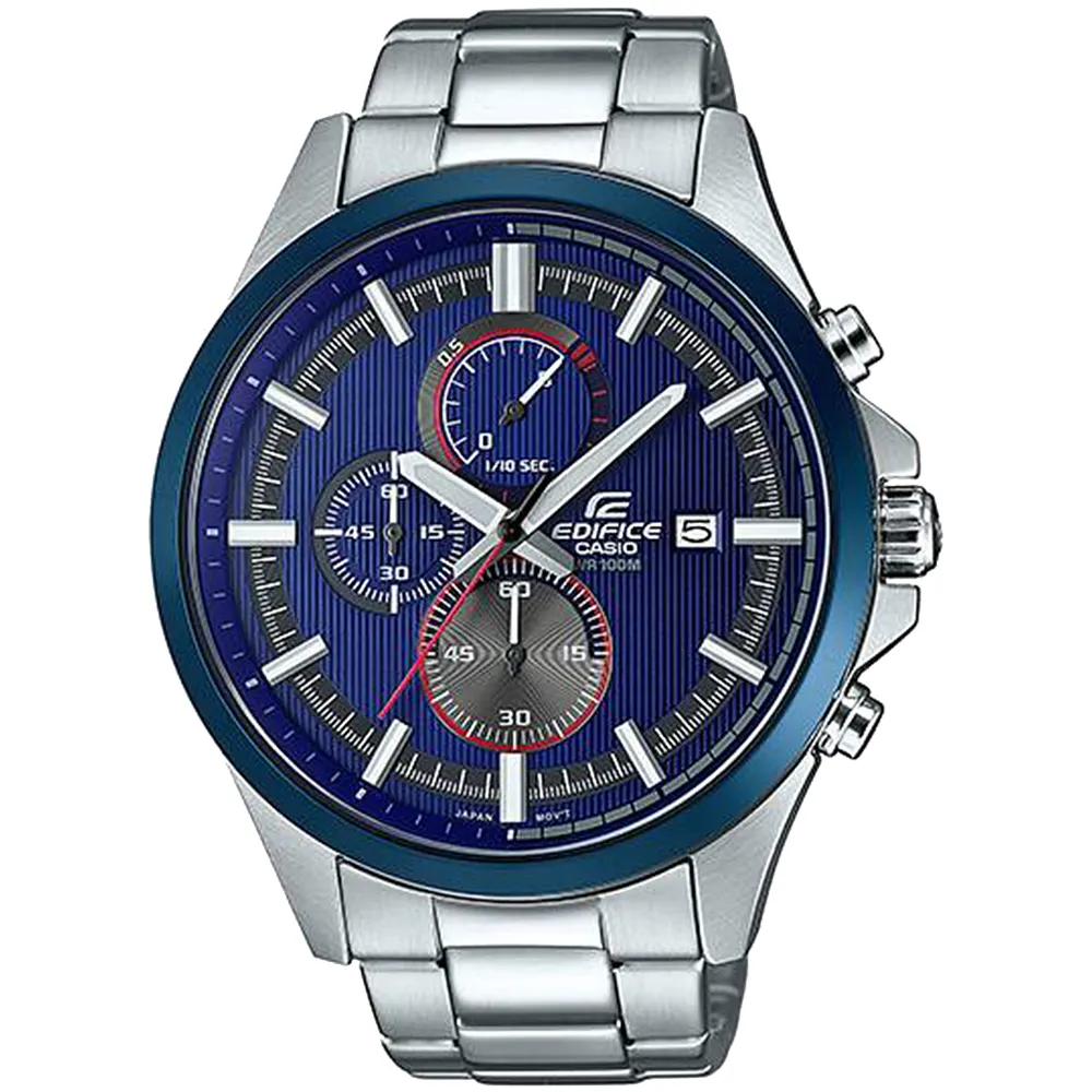 【CASIO 卡西歐】EDIFICE 炫籃賽車三眼計時錶 送禮 禮物(EFV-520RR-2A)