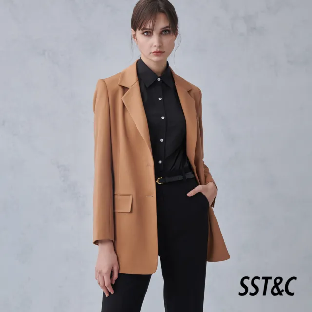 【SST&C】女裝 暗金菊色後綁帶翻領外套8162211005(限時3折)