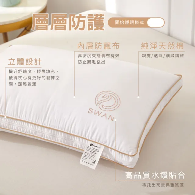 【ISHUR 伊舒爾】水鑽超柔立體羽絲枕1入(贈天絲枕套1入/羽絨枕/羽毛枕/枕頭)