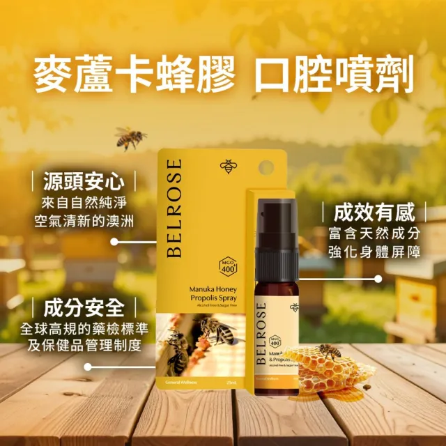 【Belrose】麥盧卡蜂膠口腔噴劑25ml（ MGO 400+）