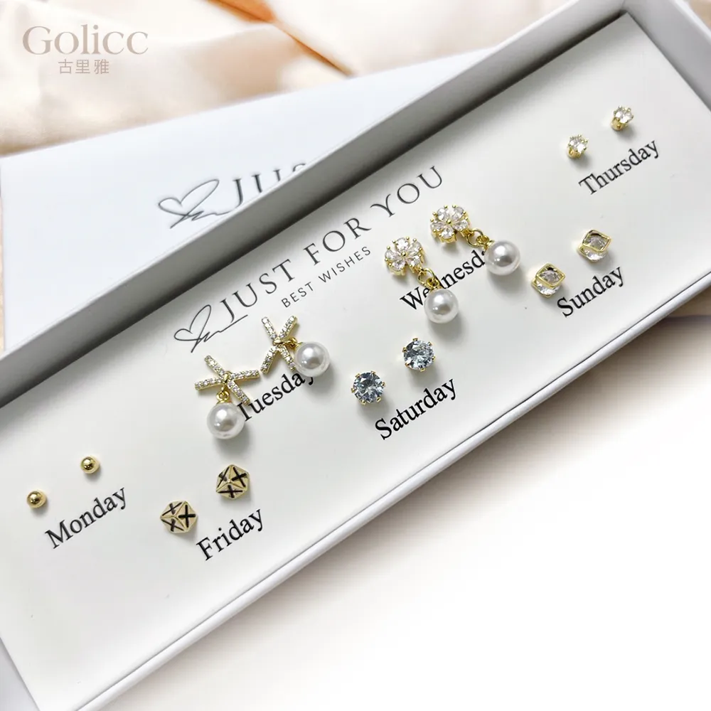 【Gulicc 古莉可】耳環  一周耳釘 倒數日期 7日 心情套裝組(7夕情人節 生日 飾品 耳釘 耳飾 耳墜 禮物)