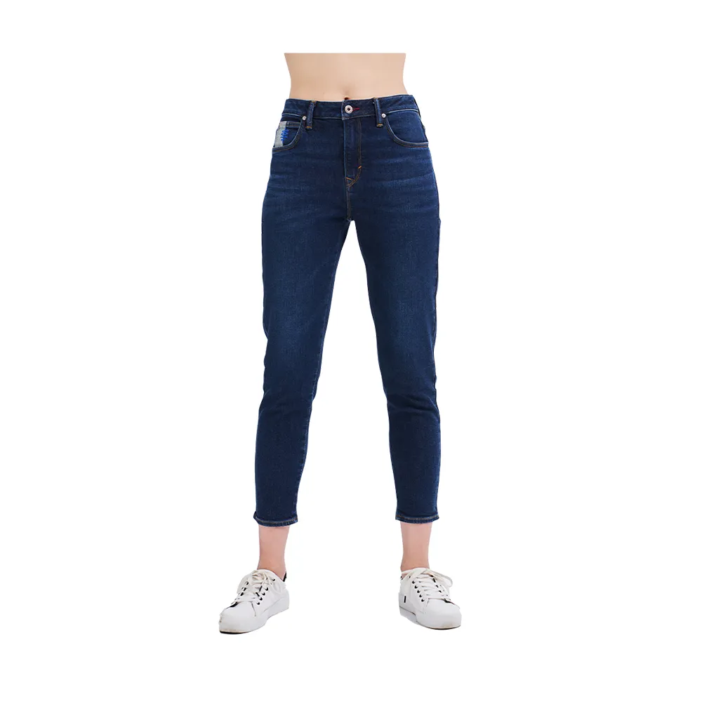 【Lee】出清品-女裝 牛仔褲 / 磨毛 413 合身高腰小直筒 深藍洗水 / 101+ 系列(LL210287170)