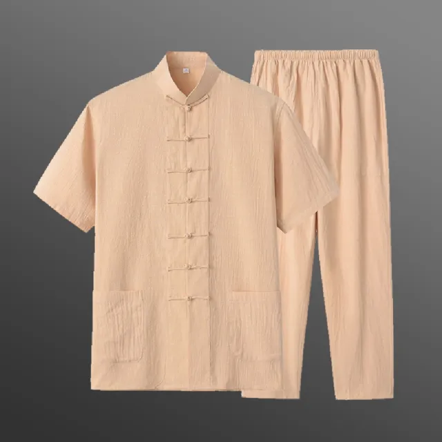 【巴黎精品】現貨限搶 新中式 唐裝漢服套裝兩件套(中國風薄款短袖復古長褲男套裝8色a1bx81)