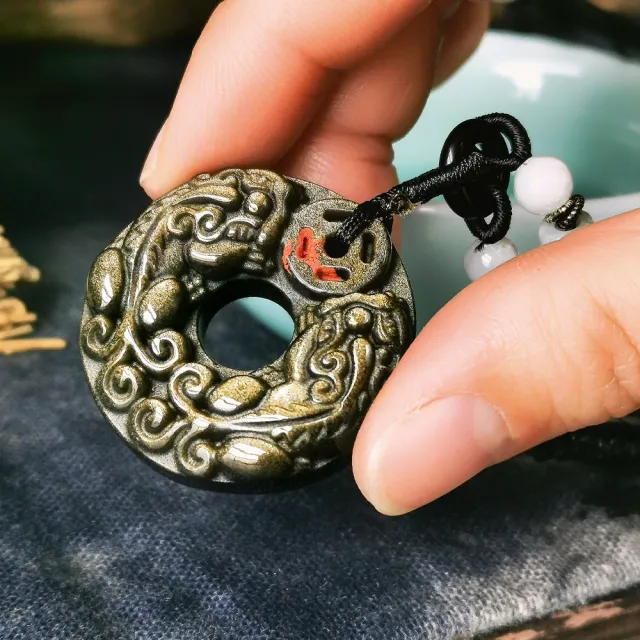 【財神小舖】富貴圓滿 金曜石貔貅項鍊(已開光  黑曜石金曜石)