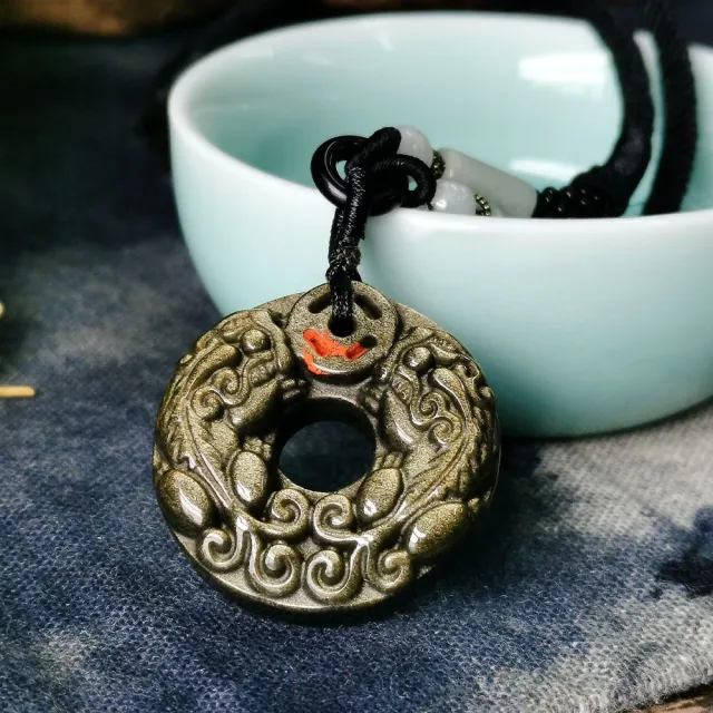 【財神小舖】富貴圓滿 金曜石貔貅項鍊(已開光 鬼月 中元普渡 黑曜石金曜石)