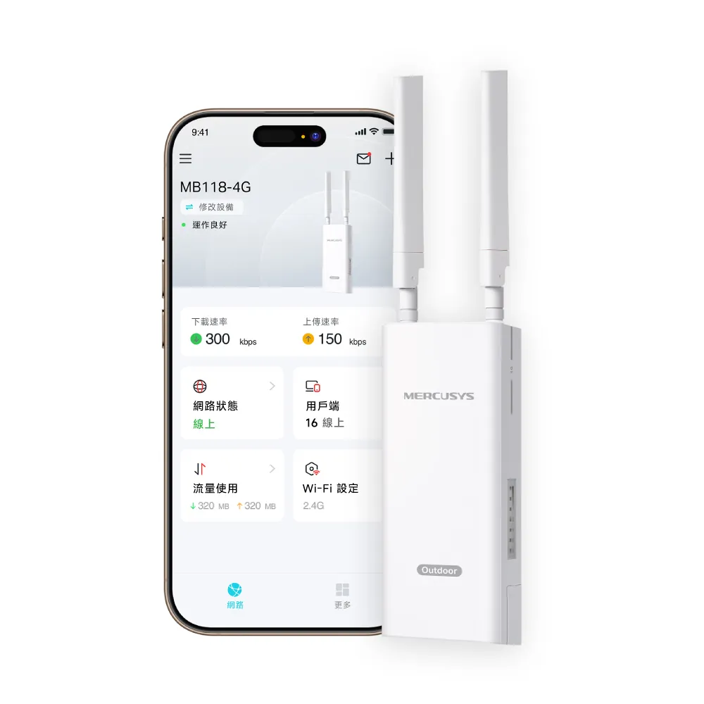 【Mercusys 水星】MB118-4G SIM卡分享器 室內/室外 4G LTE路由器 Wi-Fi分享器 隨插即用