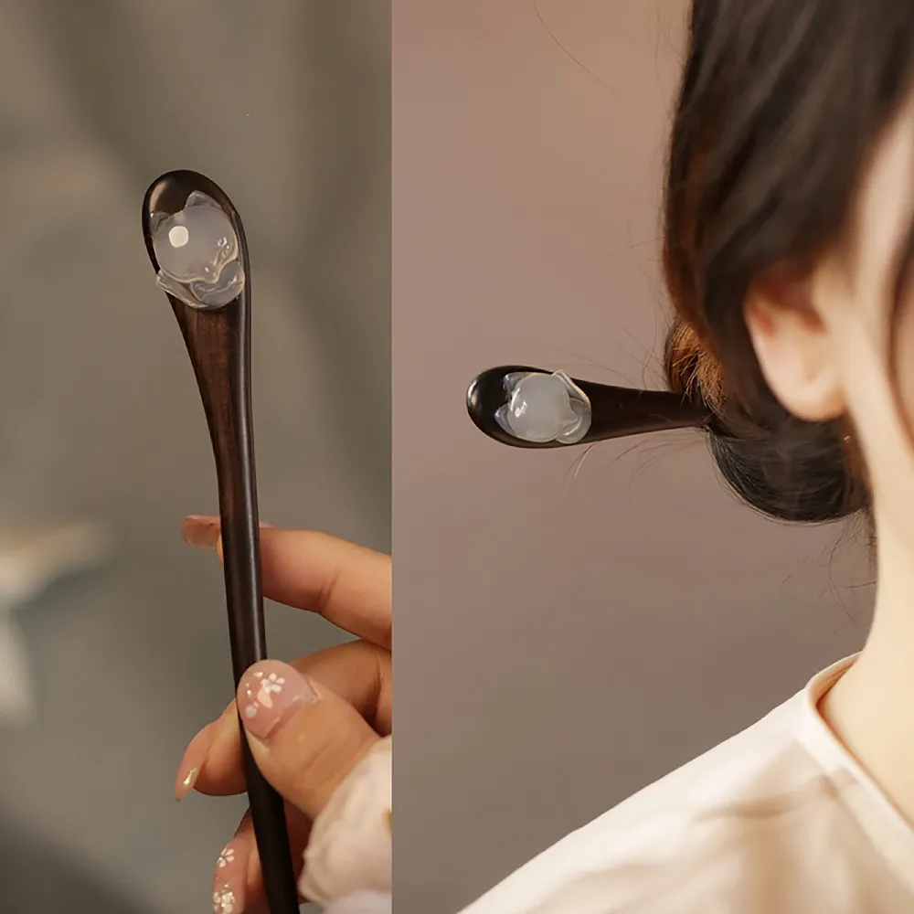 【如沐春風】小狐狸復古檀木釵(髮釵 盤髮神器 編髮器 飾品 丸子頭 包包頭 古裝 宮廷風 髮飾 旗袍 古典)