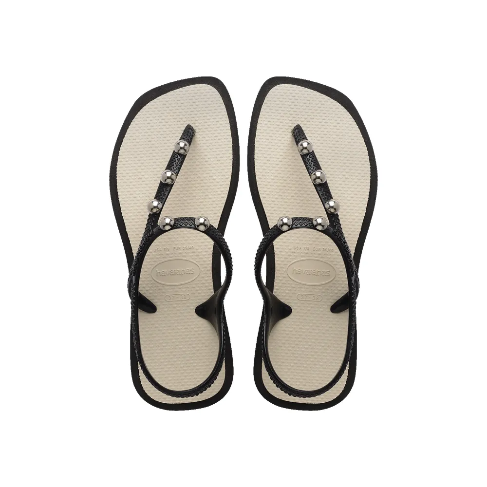 【havaianas 哈瓦仕】涼鞋 女鞋 夾腳拖 拖鞋 鉚釘 Flash Fusion 熊貓色 4150244-9576W (哈瓦士)