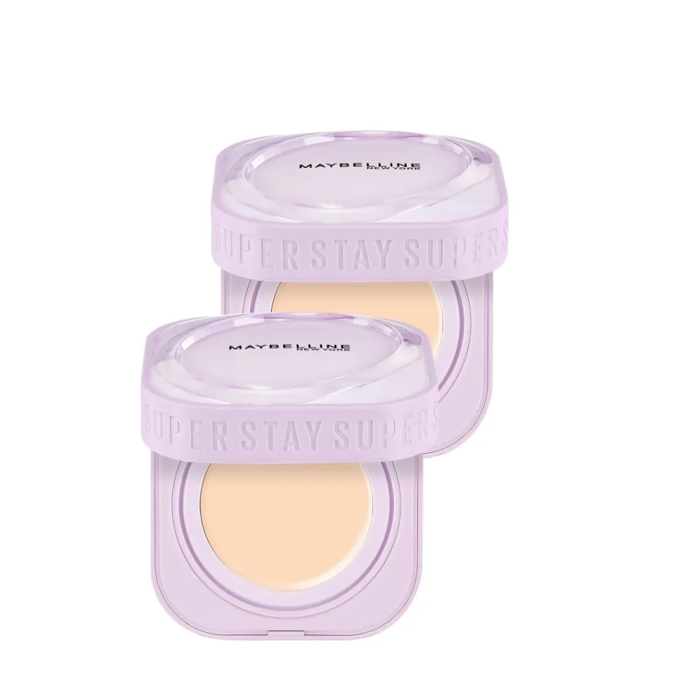 【MAYBELLINE 媚比琳】裸霧光無瑕氣墊水凝粉餅2入組(#小方塊)