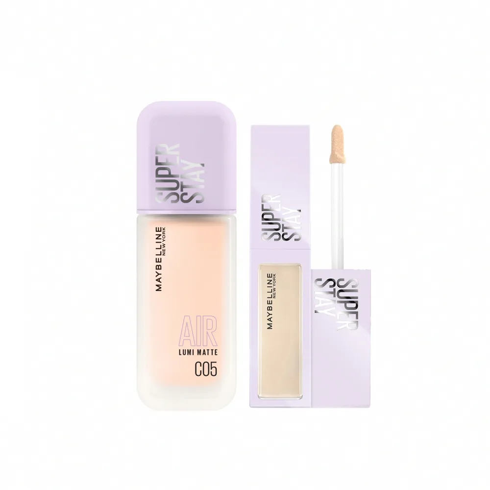 【MAYBELLINE 媚比琳】裸霧光持久水粉底AIRx淚溝無痕遮瑕膏10ml(#小方胖AIR #遮瑕 #淚溝救星)