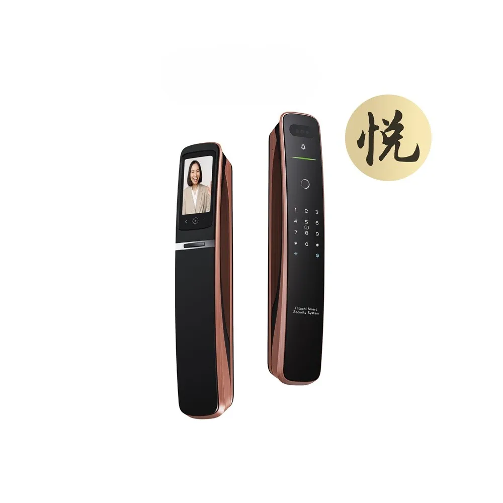 【HITACHI 日立】七合一人臉/貓眼 掌靜脈電子鎖/門鎖 (含基本安裝/指紋/卡片/密碼/鑰匙/app) HIT-FH10-T