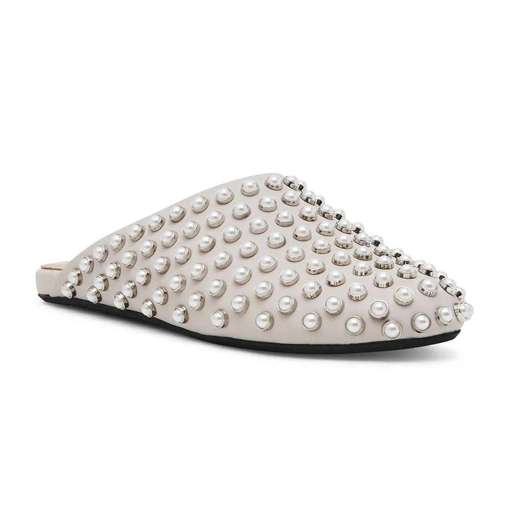 【steve madden】GLIMMER 率性珍珠穆勒拖鞋(米色)