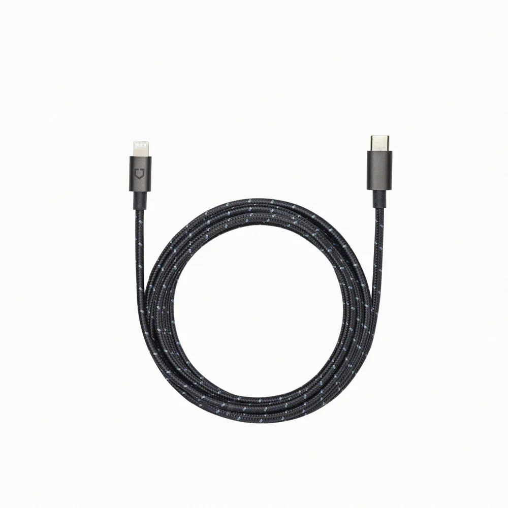 【RHINOSHIELD 犀牛盾】Lightning to Type-C/ USB-C 蘋果黑色編織傳輸充電線 (2公尺)