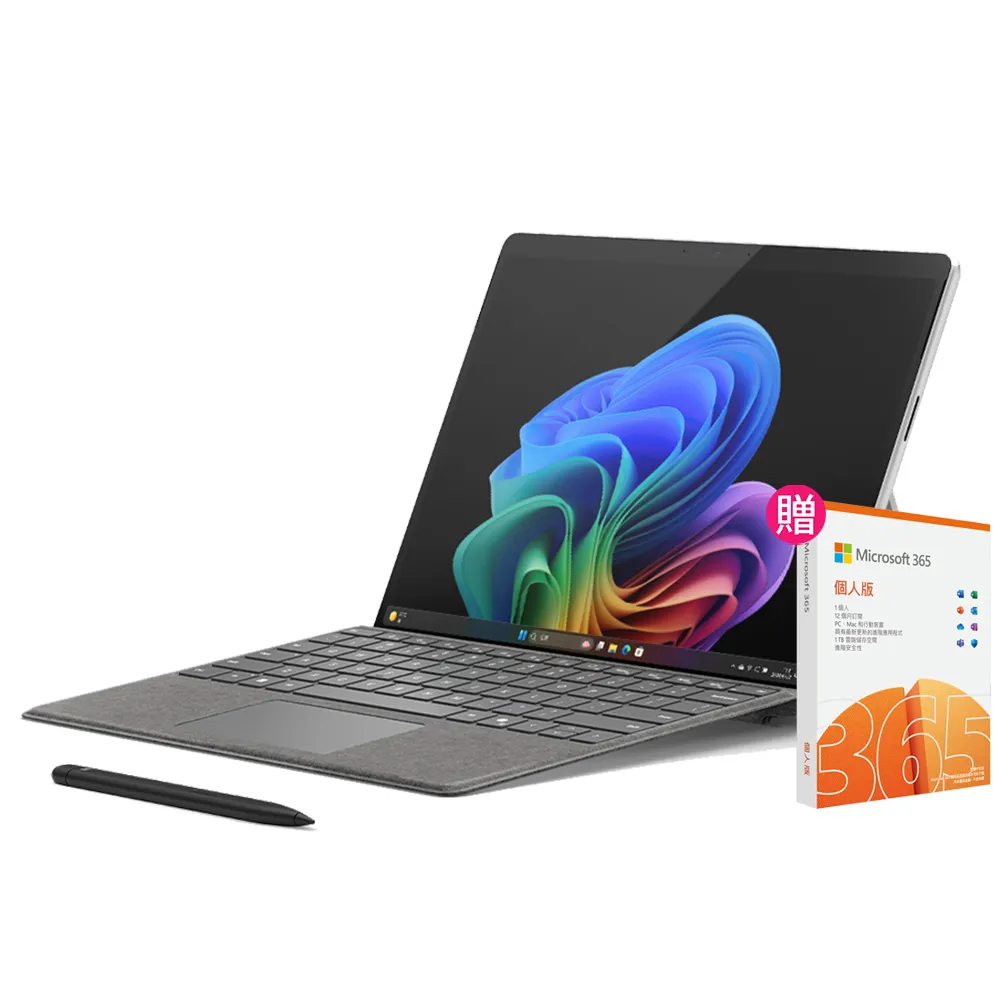 【Microsoft 微軟】鍵盤蓋+筆+365個人組★Surface Pro-13吋觸控AI筆電-白金(第11版/X Plus/16G/256G/W11)