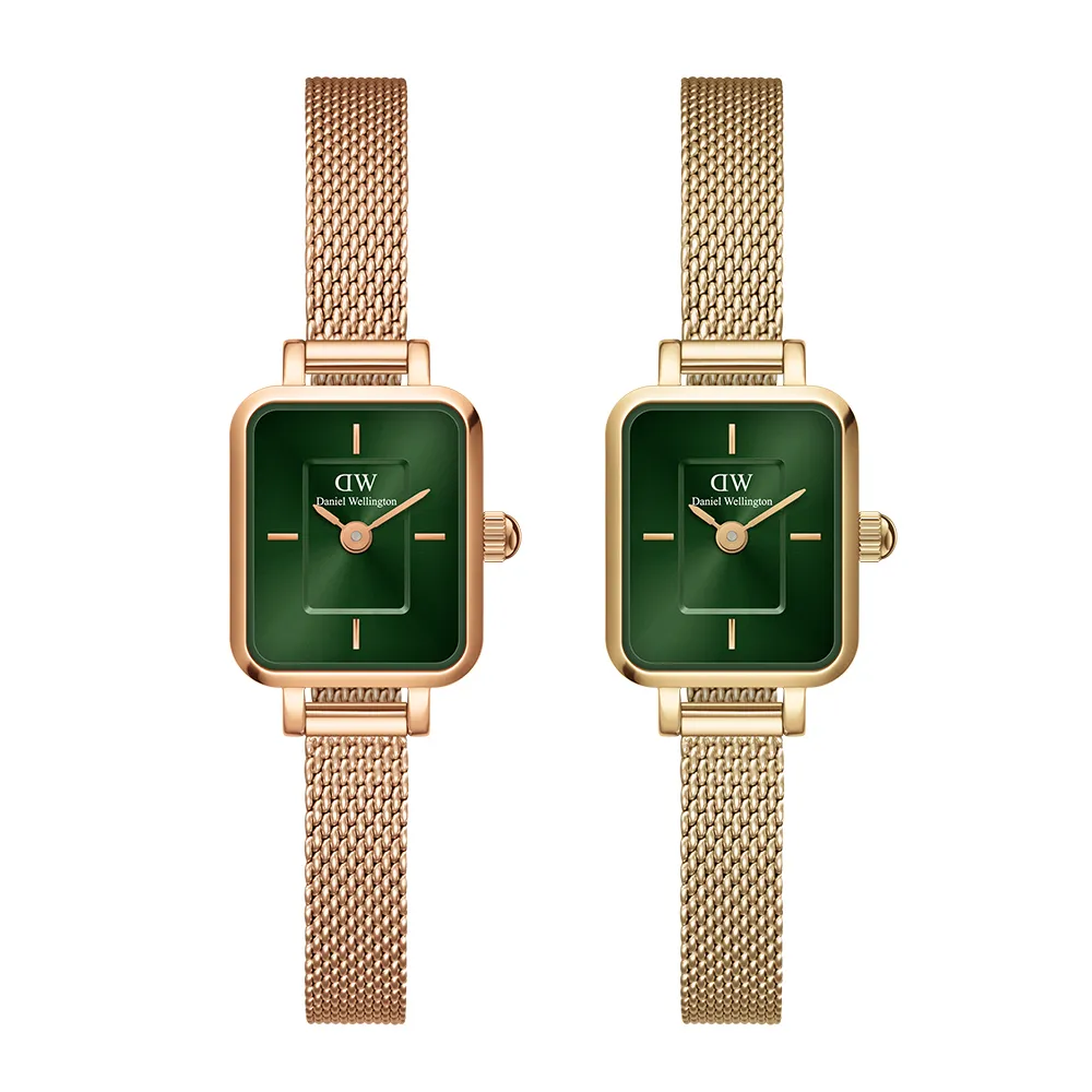 【Daniel Wellington】DW 手錶 Quadro Mini 15.4x18.2mm 方糖系列編織小方錶-輕檸綠錶盤(兩色任選)