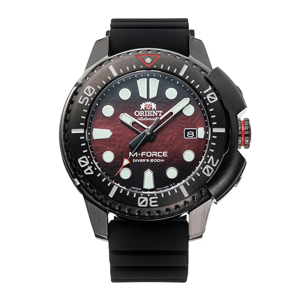 【ORIENT 東方錶】M-FORCE FOR AIR DIVING系列 潛水機械錶 膠帶款 紅水鬼 全球限量 - 45mm(RA-AC0L09R)