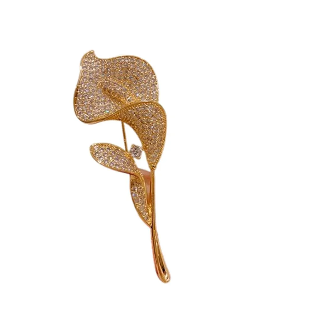 【巴黎精品】現貨+預購 鋯石胸針海芋別針(滿鑽花束亮面百搭生日情人節禮物女飾品a1ah18)
