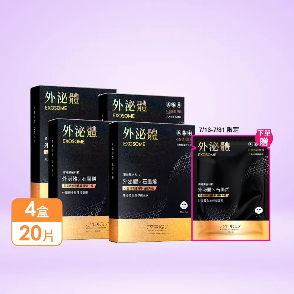 【PEZRI 派翠】momo獨家★外泌體全能修復面膜 4盒(共20片石墨烯超導膜/撫紋彈潤保濕/送禮