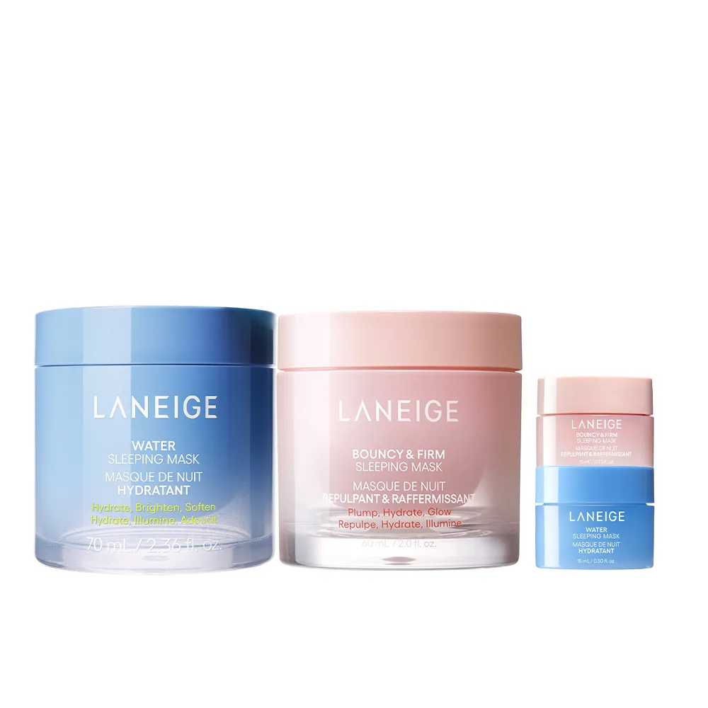 【LANEIGE 蘭芝】官方直營 透亮澎彈面膜組(蘭芝 超能亮70ml 粉澎潤60ml 緊緻 保濕 美白 面膜)
