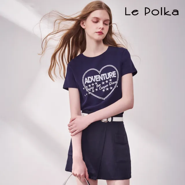 【Le Polka】愛心刺繡文字上衣-女