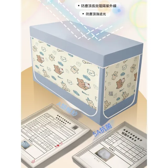 禾日優品 宿舍一體床簾 宿舍床簾 蚊帳單人 床簾 拼接款90*190 普通支架 四面三開門 防塵 預購15天