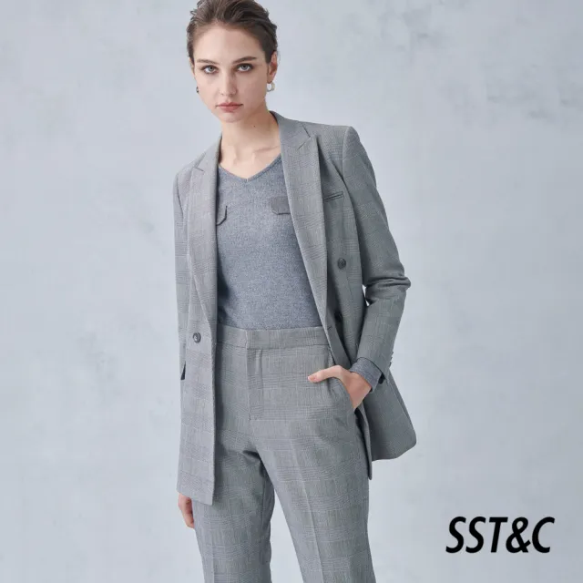 【SST&C】女裝 灰V領彈性口袋裝飾針織上衣8762211004(雙11精選)