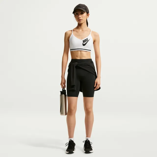 【NIKE 耐吉】運動內衣 女 輕度支撐 慢跑 瑜珈 AS W NK INDY LS LOGO BRA 白 IM9923-100