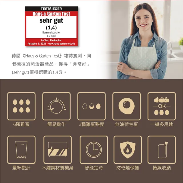【ROMMELSBACHER】多功能煮蛋器 ER 600(煮蛋器/蒸蛋器/煮蛋機)