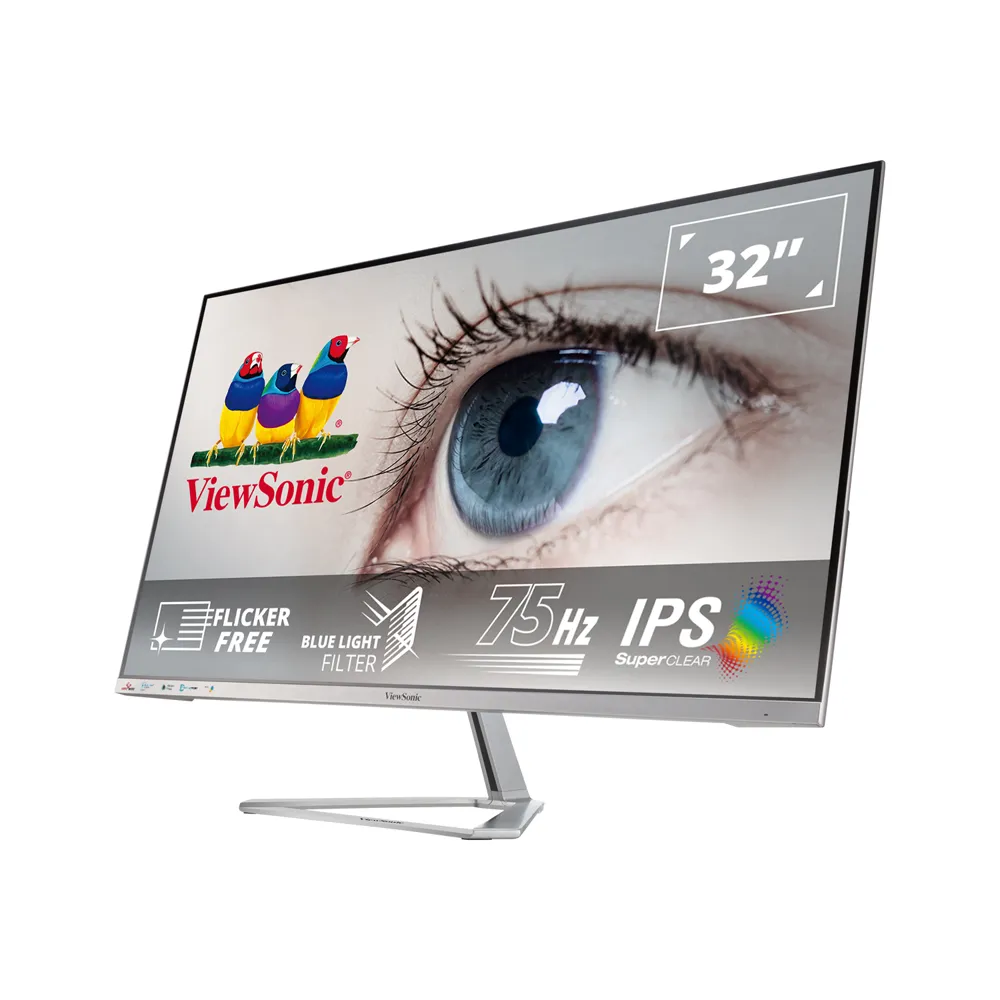 【ViewSonic 優派】記憶棉護腕手托組VX3276-MHD-3 32型 IPS 美型 窄邊框螢幕(HDR10/內建喇叭)