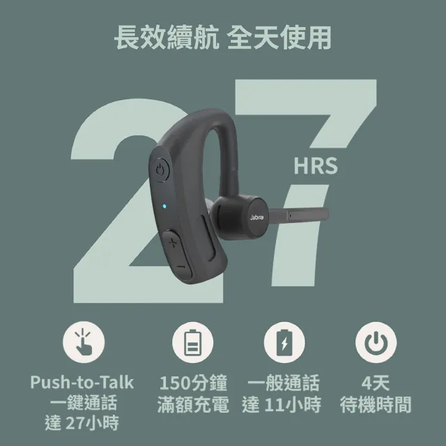 【Jabra】官方直營 Perform 45 SE 麥克風降噪93%高效協作單耳藍牙耳機（支援Push-to-Talk)