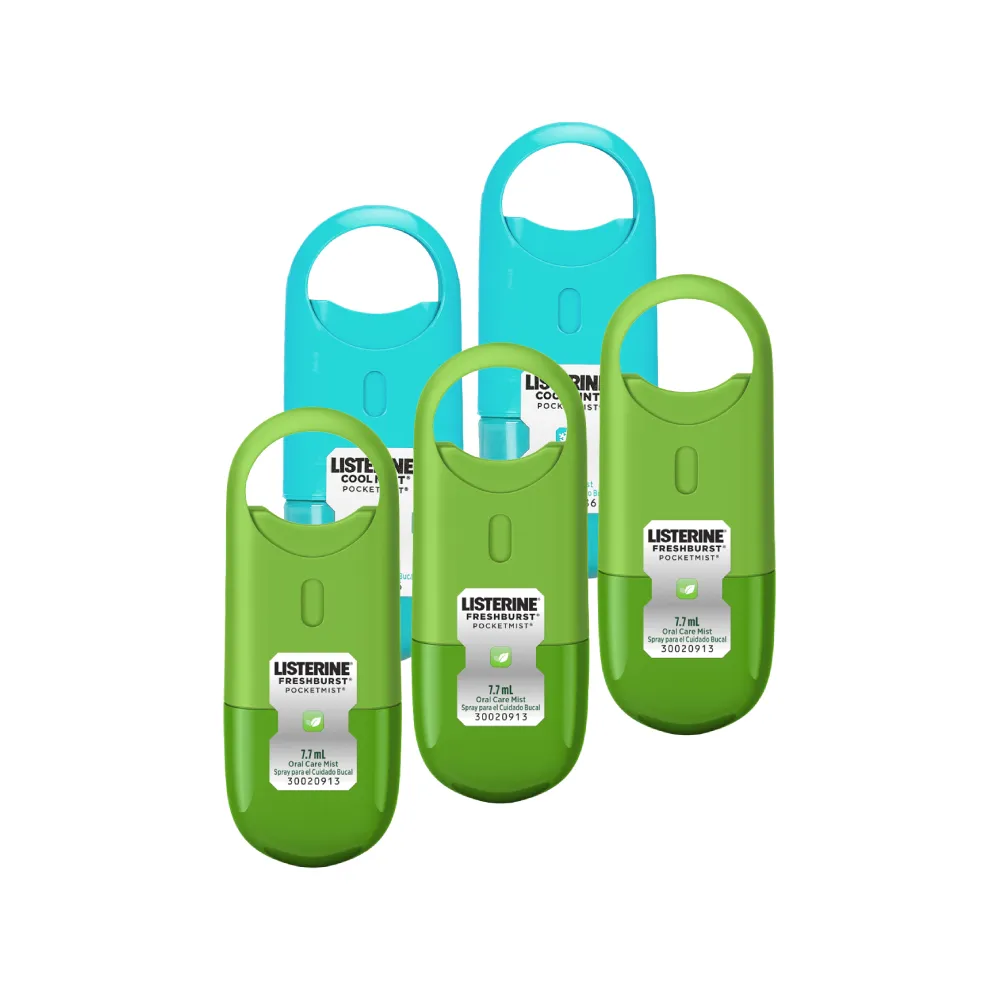 【Listerine 李施德霖】超值5入-速效口腔清新噴霧7.7ml(舒涼薄荷/沁涼薄荷 搭配漱口水使用)